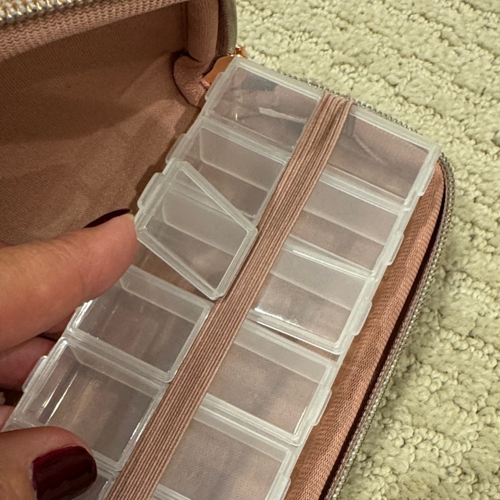 Soft Pink Travel Jewelry & Pill Organizer Case with Clear Trays - Picture 7 of 8